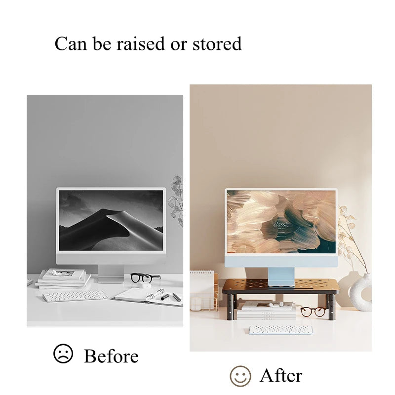 Adjustable Monitor Stand - Telescopic Desk Riser to Reduce Neck Strain