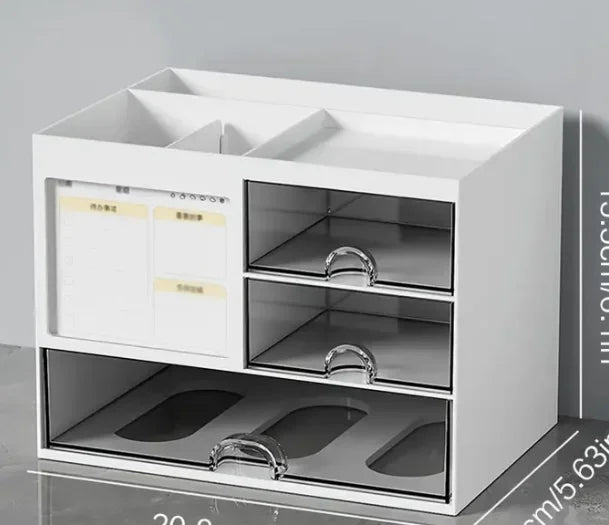 Desktop Drawer Organizer with Pen Holder - Multi-Compartment Office Storage