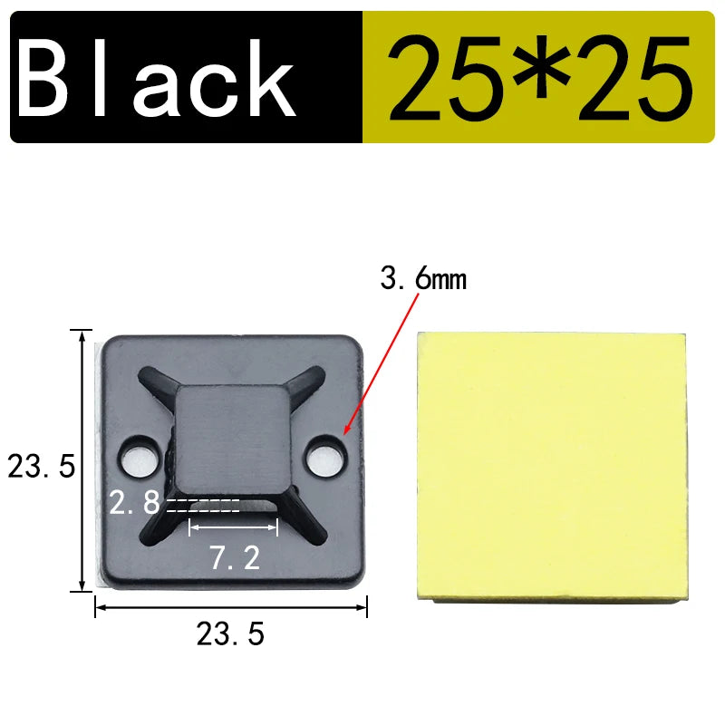 Self-Adhesive Cable Tie Mounts - 100PCS Wire Organizer Base Clips (2cm x 2cm)