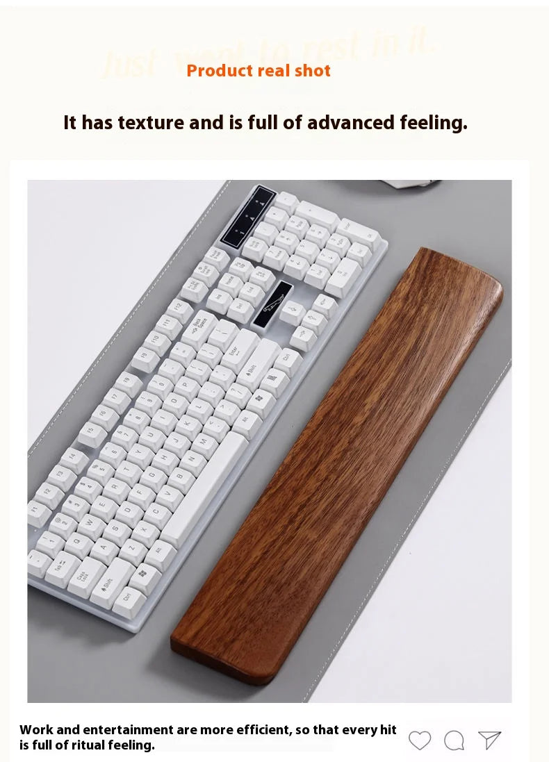 Walnut Wood Keyboard Wrist Rest - Ergonomic Palm Pad for Mechanical Keyboards