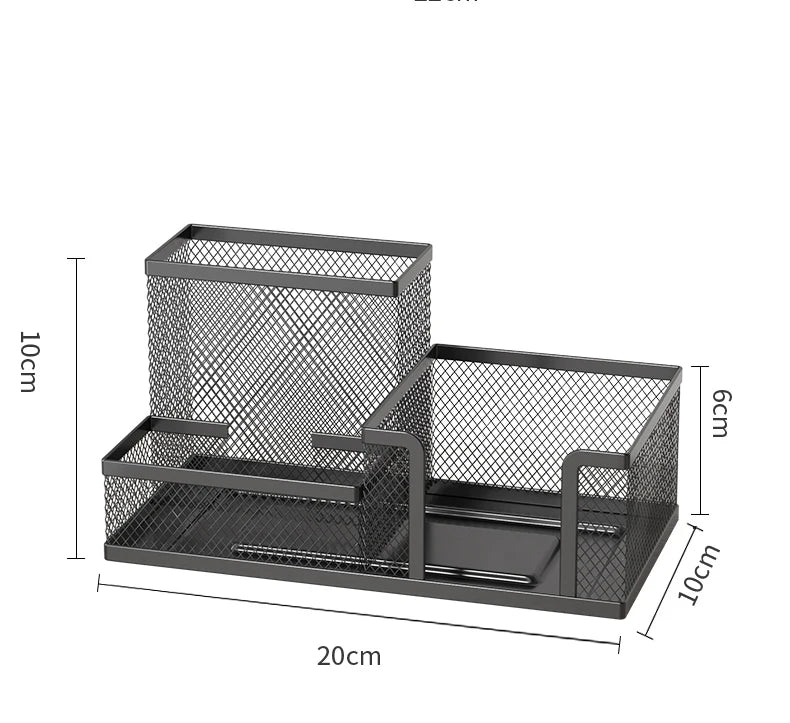 Mesh Desk Organizer - 3-Compartment Office Supplies Caddy with Pen Holder