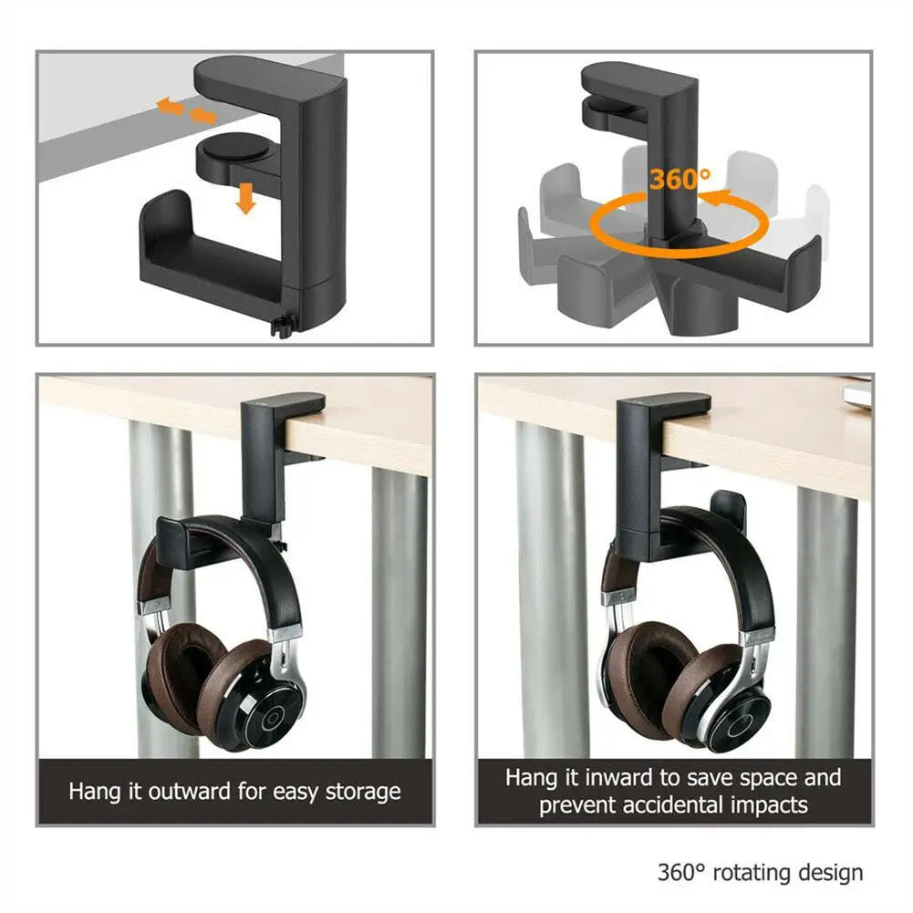 Gaming Headphone Stand with 360������ Rotating Arm - Desk Mount Headset Holder