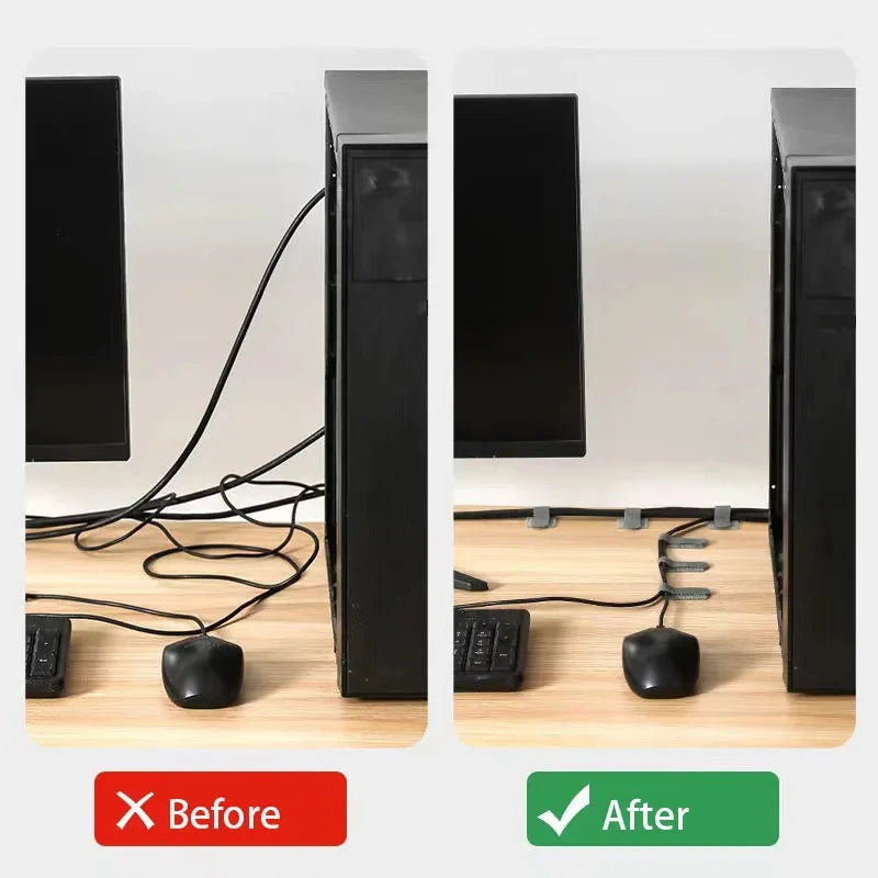 Reusable Cable Ties - Adjustable Cord Organizer Straps for Desk Management