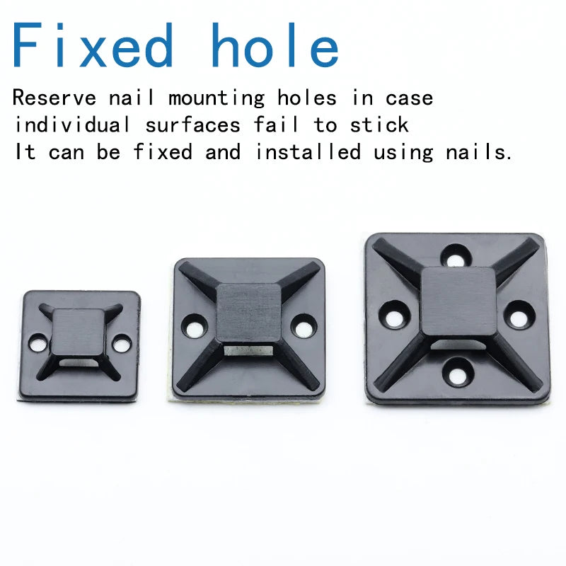 Self-Adhesive Cable Tie Mounts - 100PCS Wire Organizer Base Clips (2cm x 2cm)
