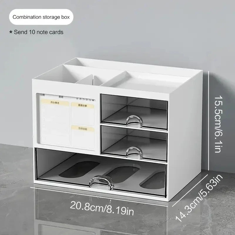 Desktop Drawer Organizer with Pen Holder - Multi-Compartment Office Storage