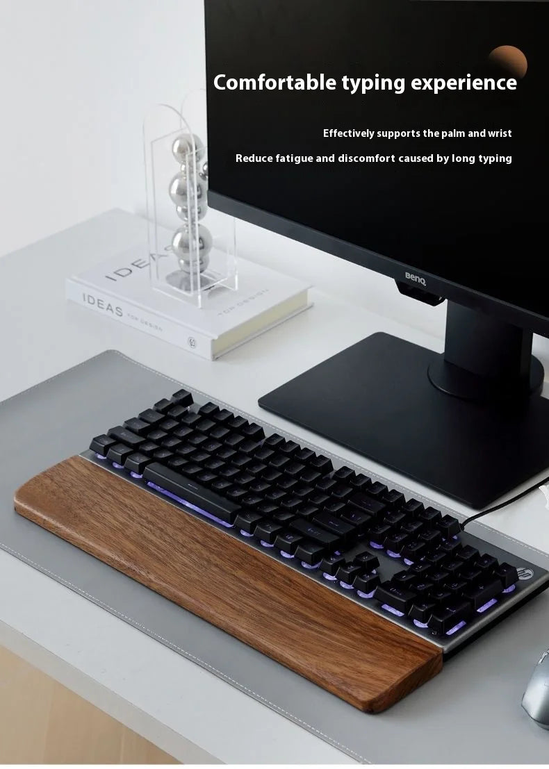 Walnut Wood Keyboard Wrist Rest - Ergonomic Palm Pad for Mechanical Keyboards