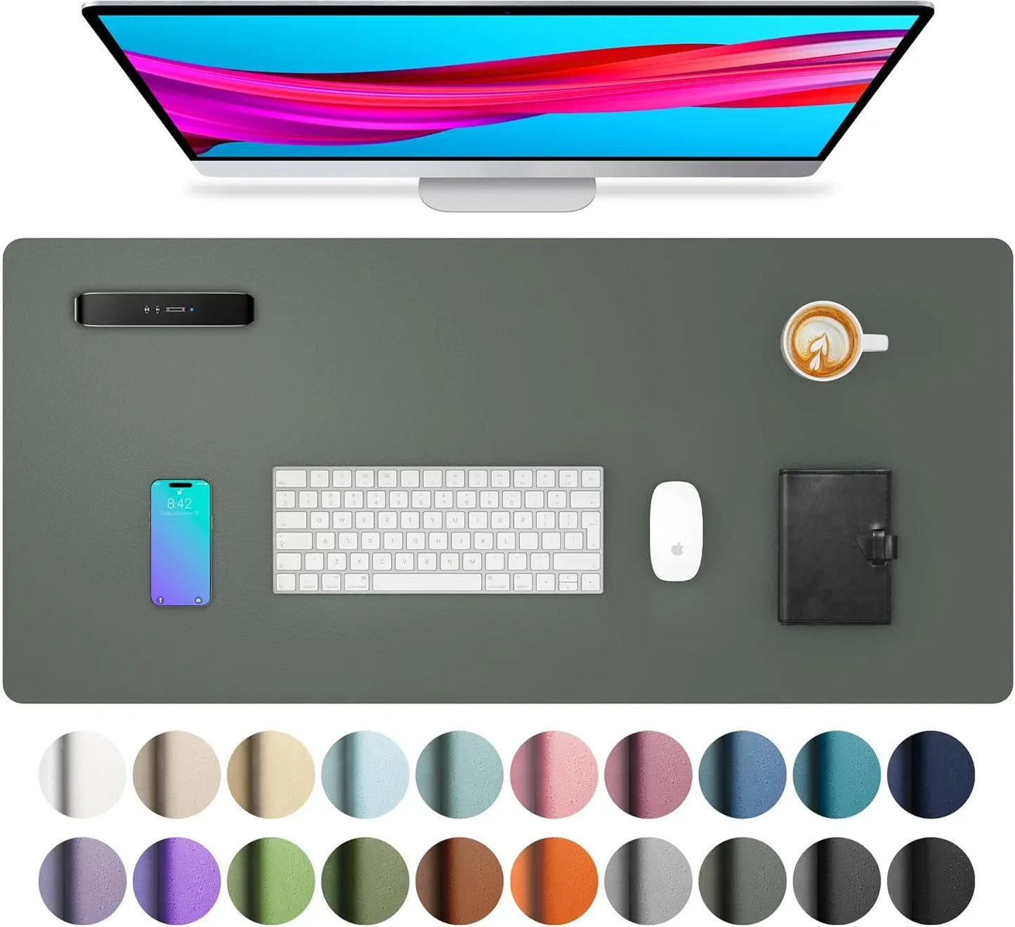 Large PU Leather Desk Mat - Waterproof Mouse Pad for Office & Gaming