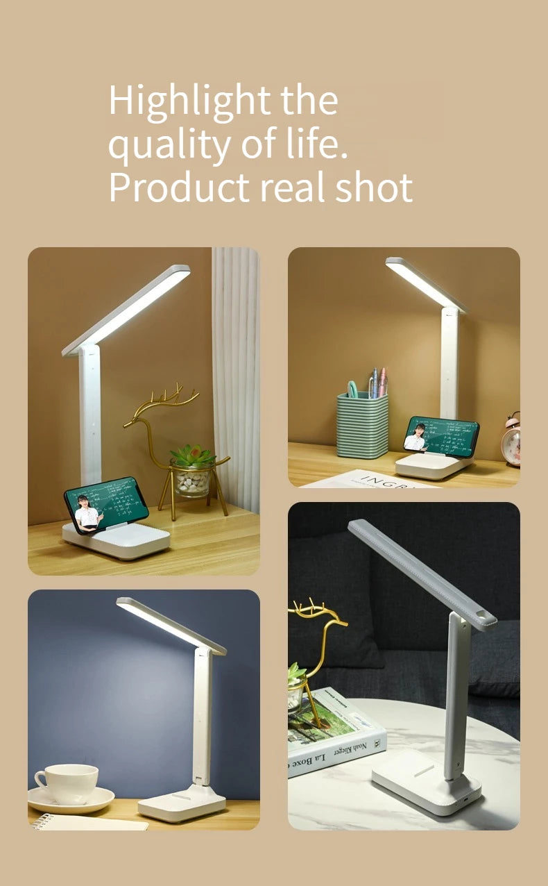 LED Desk Lamp - Foldable Touch Dimmable Reading Light with USB Charging