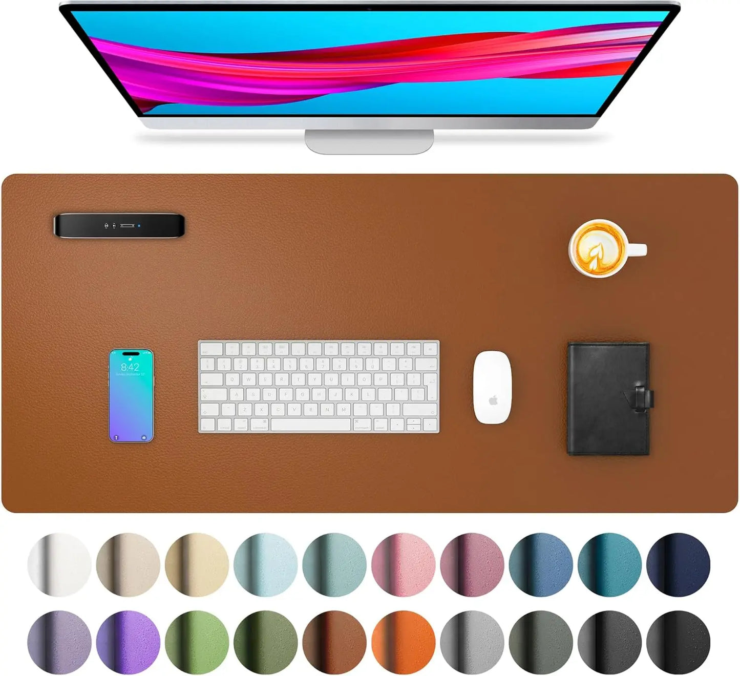 Large PU Leather Desk Mat - Waterproof Mouse Pad for Office & Gaming