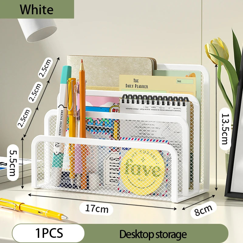 3-Tier Metal Mesh Document Organizer - Desktop File Holder & Magazine Rack