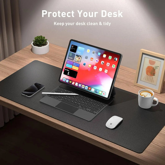 Large PU Leather Desk Mat - Waterproof Mouse Pad for Office & Gaming