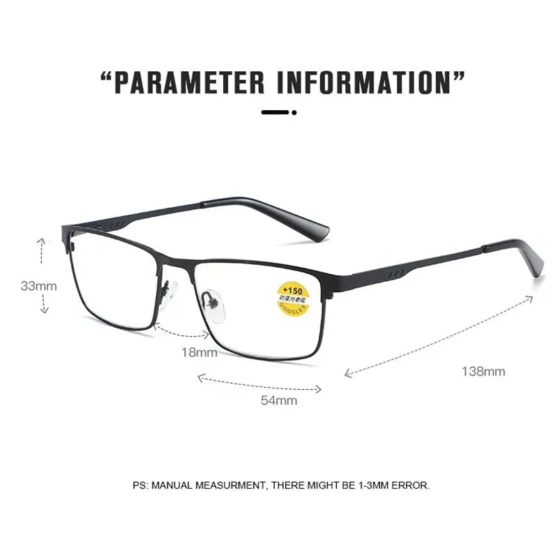 Men's Blue Light Blocking Reading Glasses - Classic Business Frame (+1.0 to +4.0)