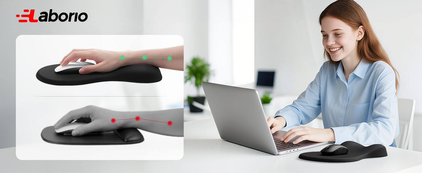 Black Ergonomic Mouse Pad with Memory Foam Wrist Rest - Office & Home